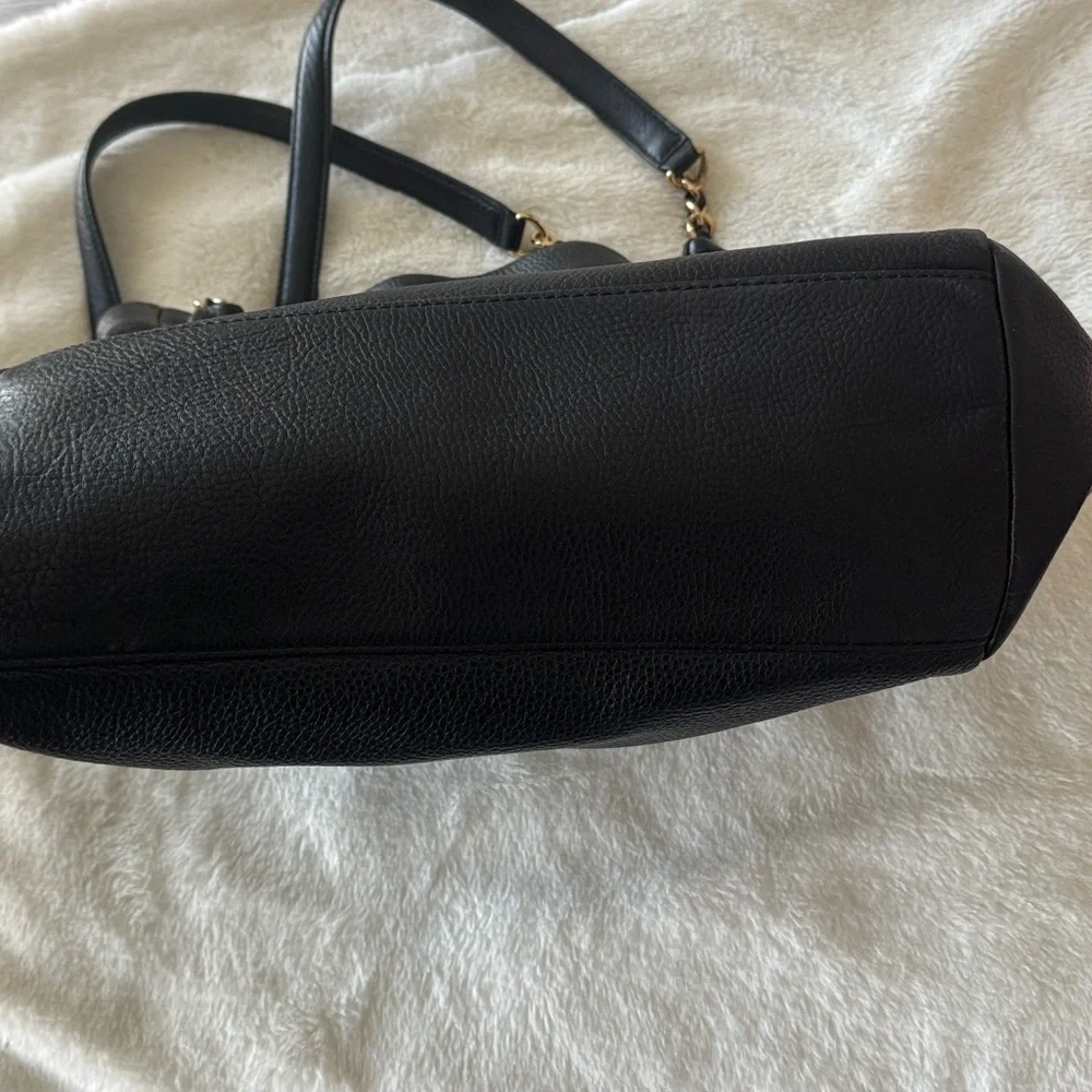 Tory Burch black leather gold chain Harper Tote shoulder handbag purse